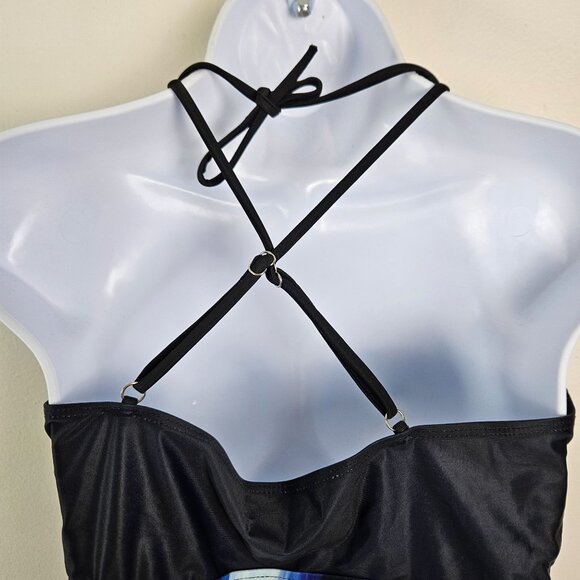 Womens Tankini Two Piece Swimsuit Plus Size 5XL Wave Pattern Comfortable Fit - Picture 5 of 10